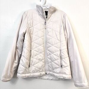 The North Face Faux Fur Lined Quilted Full Zip Reversible Jacket Cream Medium